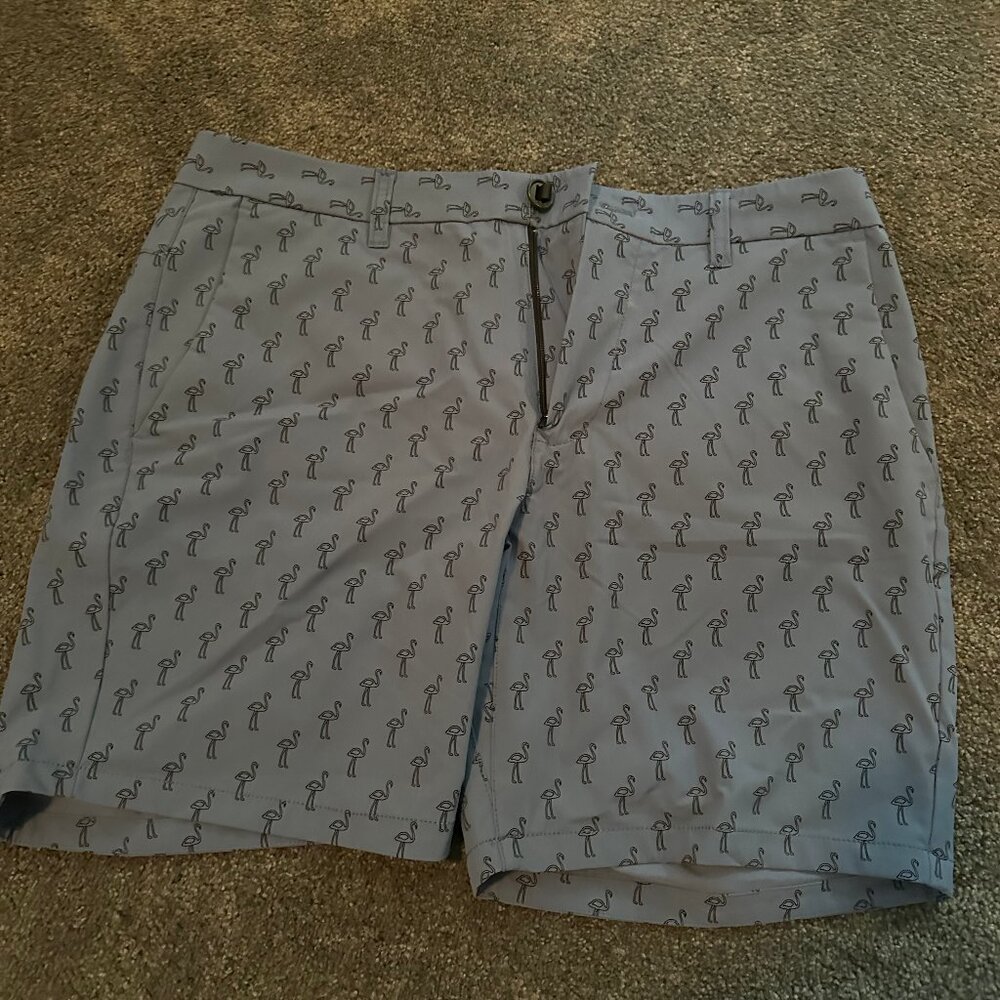 Bonobos Performance Link Shorts Navy w/ Black Flamingos